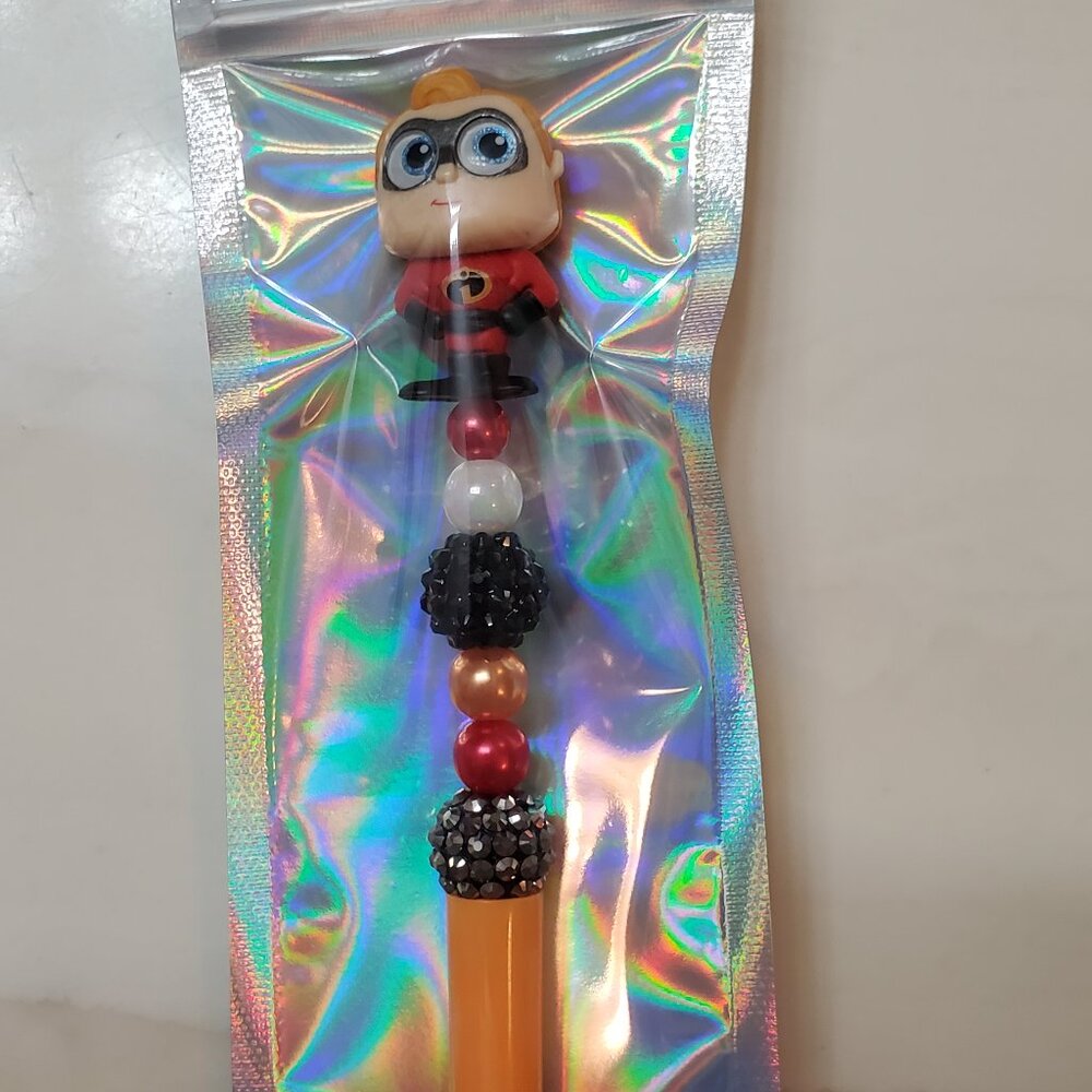 Disney Doorable Mr. Incredible blinged beaded pen - Brand New